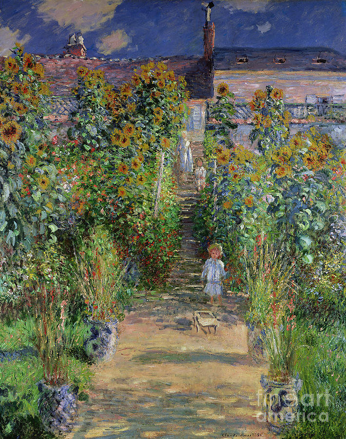 Monets garden at Vetheuil #1 Painting by Celestial Images
