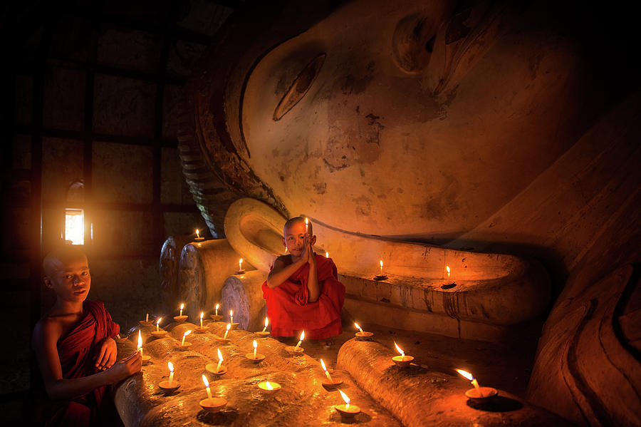 Monk in Bagan old town #1 Photograph by Anek Suwannaphoom