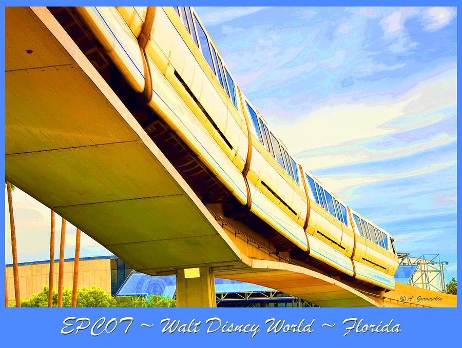 Monorail EPCOT Walt Disney World #1 Digital Art by A Macarthur Gurmankin