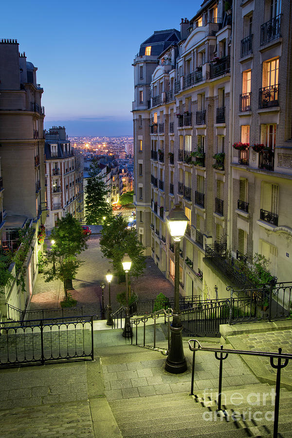Paris Photograph - Montmartre Steps at Twilight by Brian Jannsen