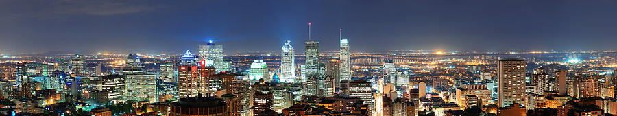 Montreal at dusk panorama #1 Photograph by Songquan Deng