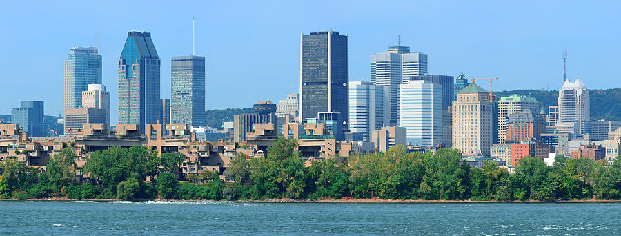 Montreal city skyline over river panorama #1 Photograph by Songquan Deng