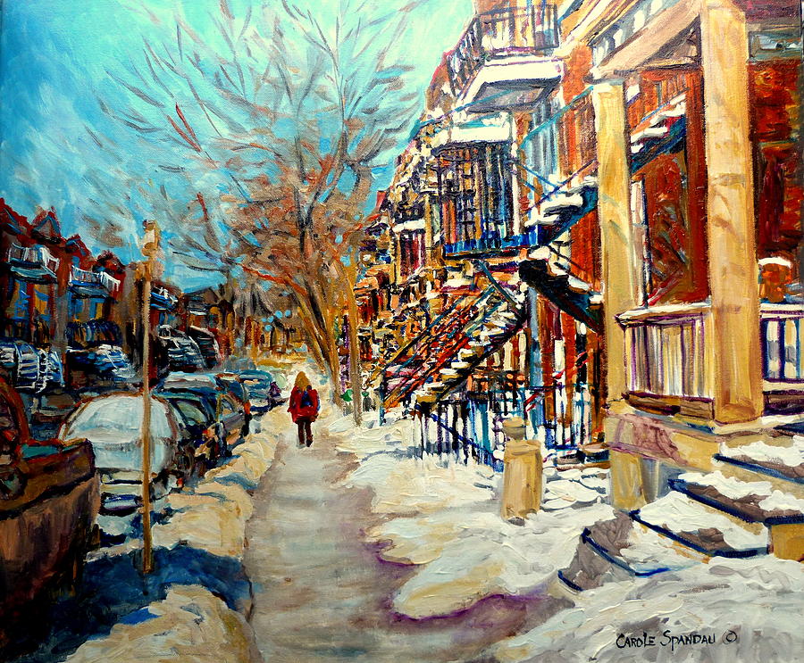 William Shatner Painting - Montreal Street In Winter #1 by Carole Spandau
