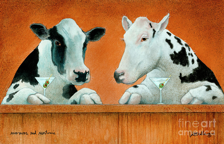 Cocktail Painting -  Moo Moos And Martinis... #2 by Will Bullas