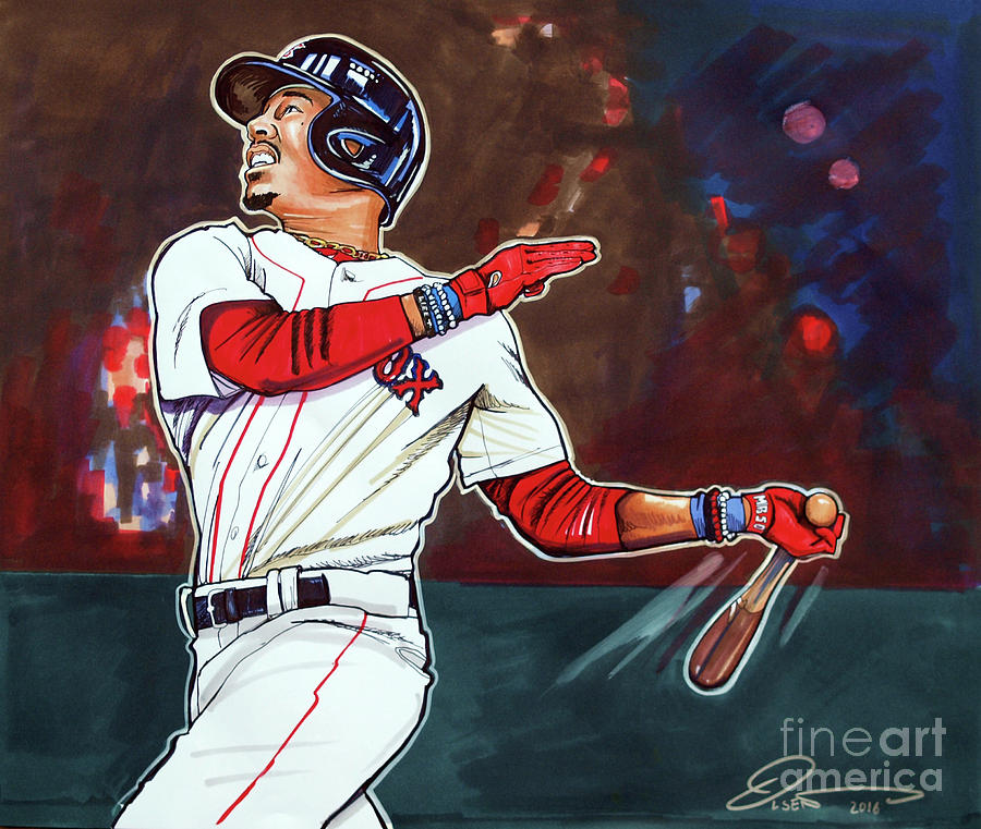 Mookie Betts Drawing by Dave Olsen