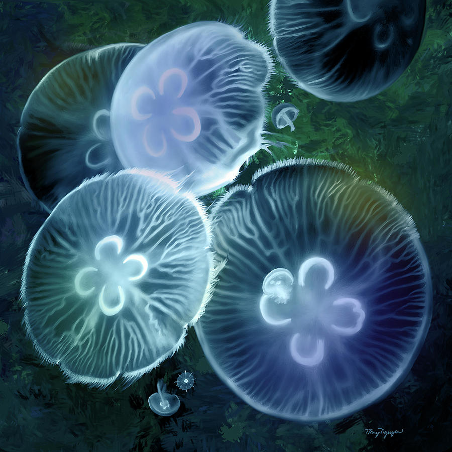 Moon Jellies #1 Digital Art by Thanh Thuy Nguyen