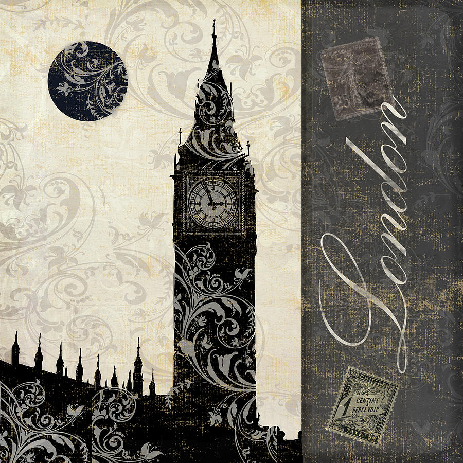 London Painting - Moon Over London #2 by Mindy Sommers