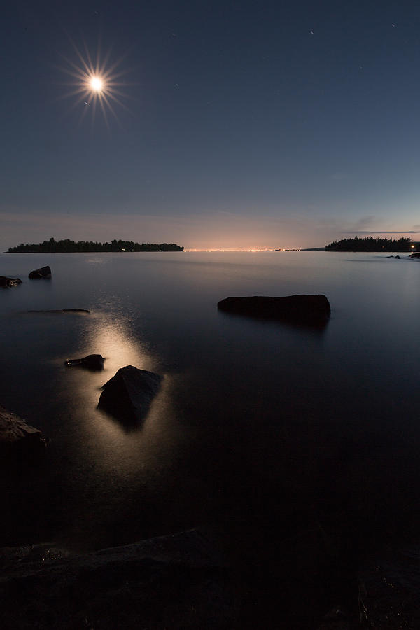 Moon over Thunder Bay from Silver Harbour #1 Photograph by Jakub Sisak