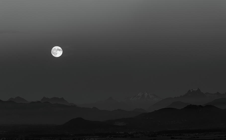 Moon Rising over the North Cascades #1 Photograph by Michael Russell