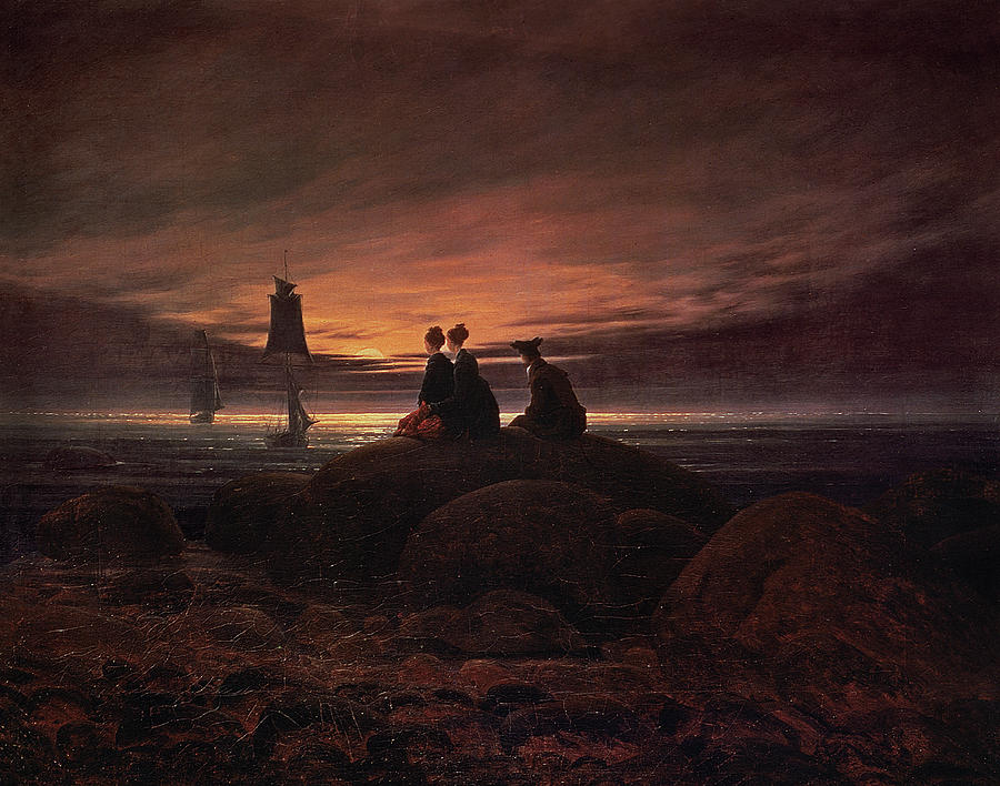 Moon Rising Over the Sea Painting by Caspar David Friedrich | Fine Art