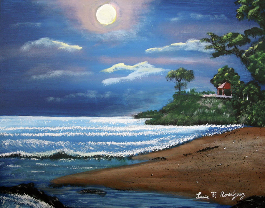 Moonlight In Rincon II Painting by Luis F Rodriguez
