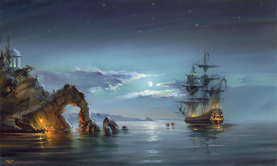 Moonlight Night Painting by Roman Romanov | Fine Art America