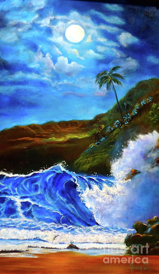 Moonlit Hawaiian Night Painting by Jenny Lee