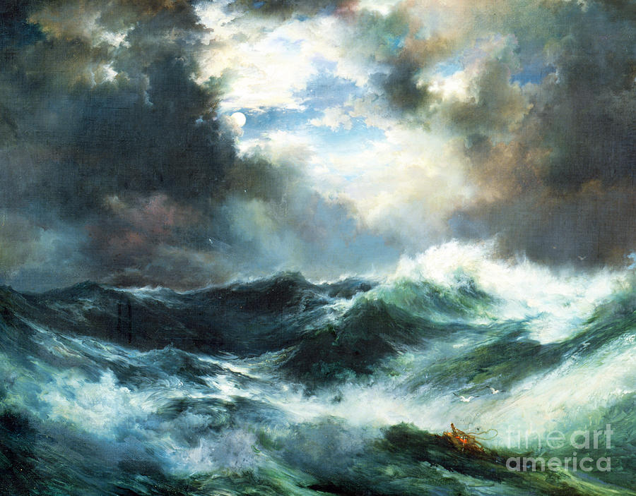 Thomas Moran Painting - Moonlit Shipwreck at Sea, 1901 by Thomas Moran by Thomas Moran