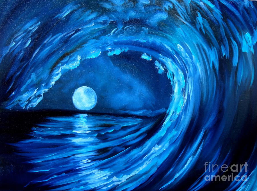 Moonlit Wave #2 Painting by Jenny Lee