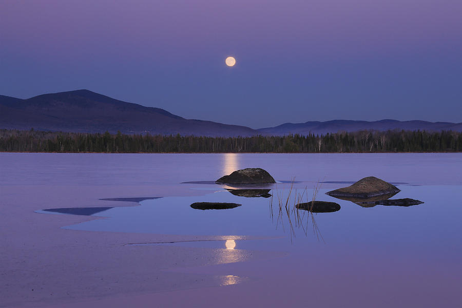 Moonrise over Cherry Pond #1 Photograph by White Mountain Images