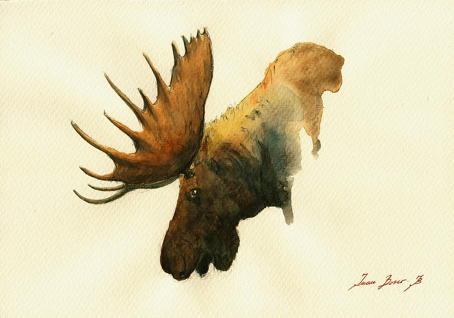 Moose Painting - Moose #1 by Juan  Bosco