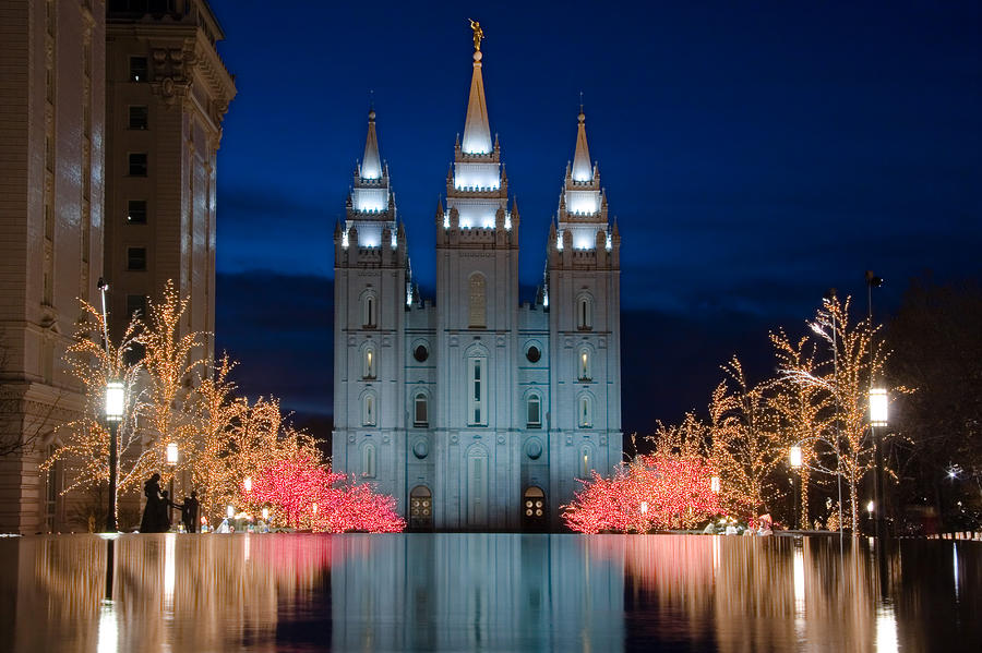 Mormon Temple Christmas Lights #1 Photograph by Douglas Pulsipher