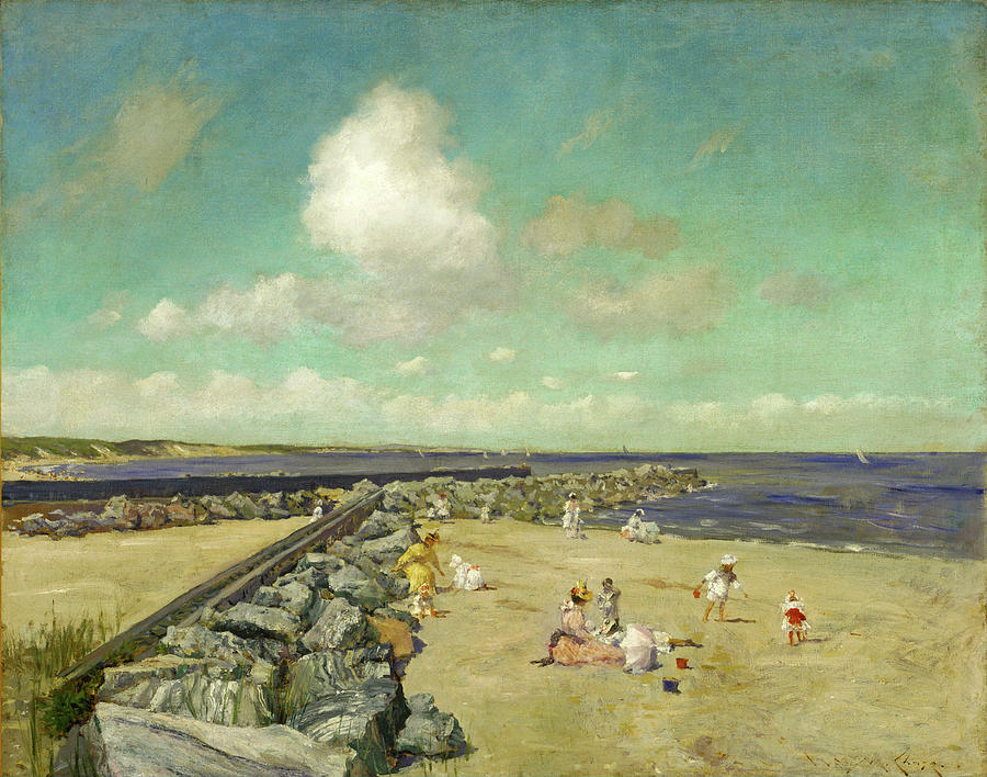 William Merritt Chase Painting - Morning at Breakwater. Shinnecock #1 by William Merritt Chase