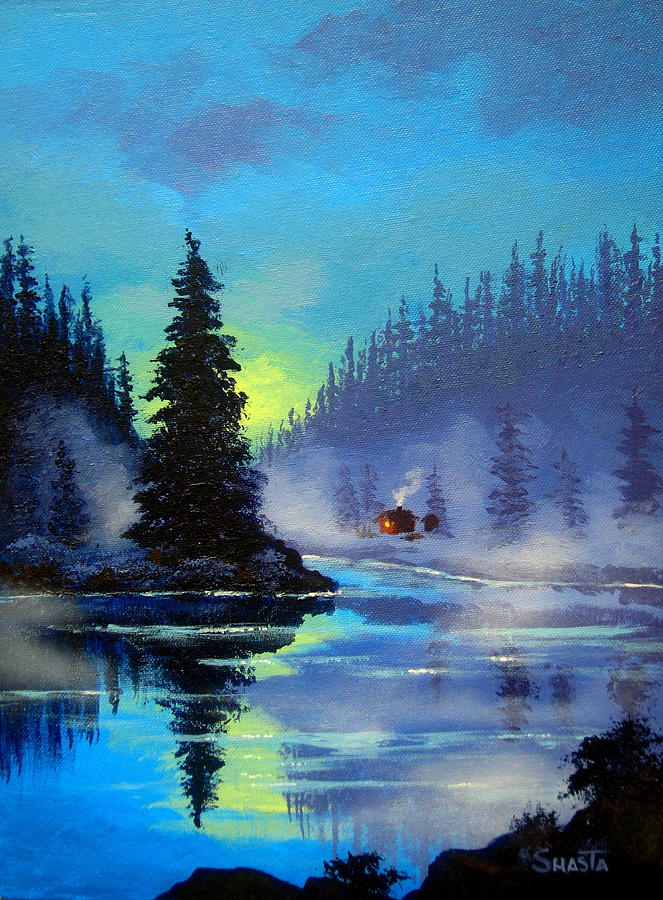 Nature Painting - Morning Mist #1 by Shasta Eone