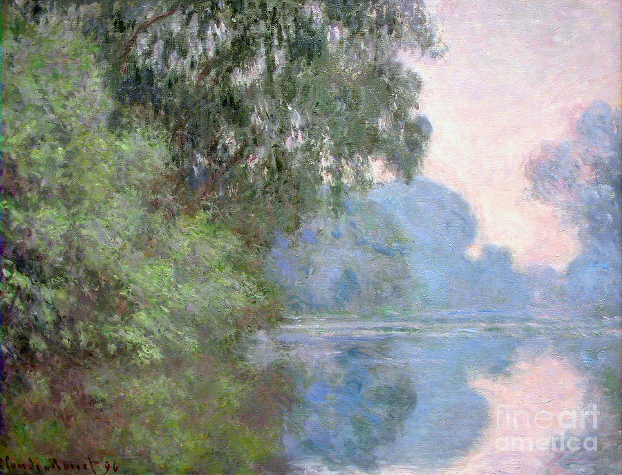 Morning on the Seine near Giverny 1897 by Monet Painting by Claude Monet