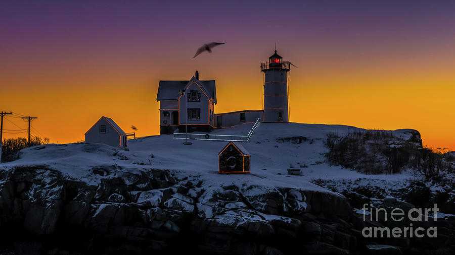 Morning Sunrise at Cape Neddick/Nubble Light. #2 Photograph by New England Photography
