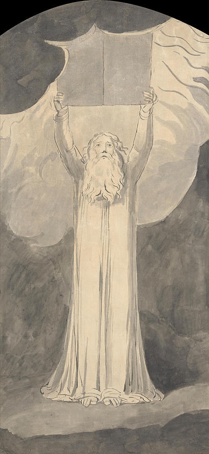 William Blake Drawing - Moses Receiving the Law #2 by William Blake