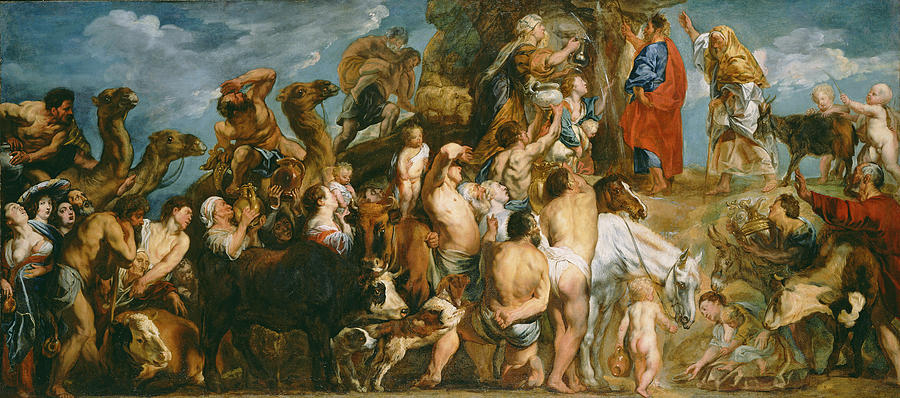 Moses Striking Water from the Rock #2 Painting by Jacob Jordaens