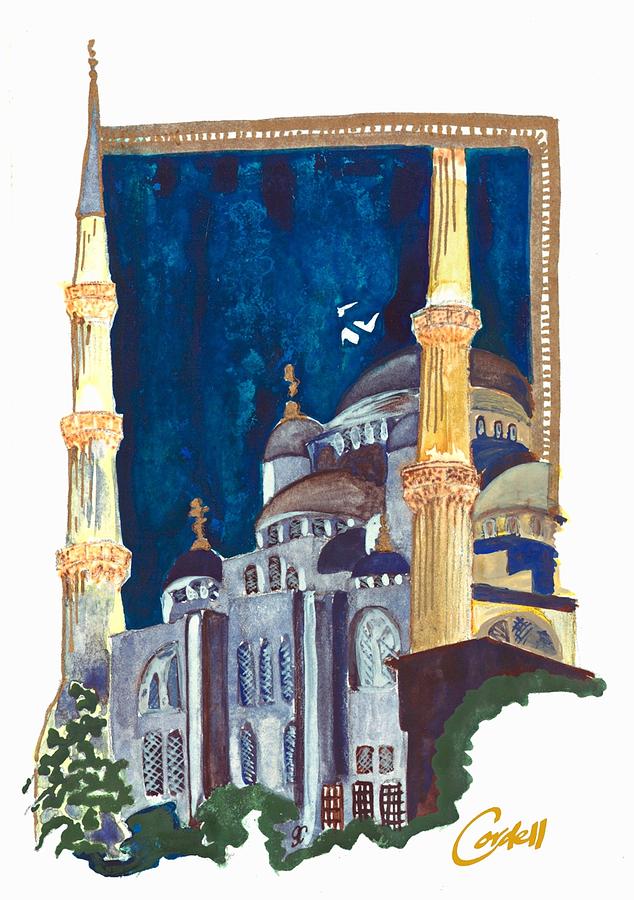 Mosque Sultan Ahmet, Istanbul Painting by Joan Cordell