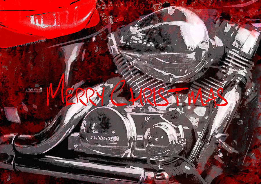Grunge Motorcycle Merry Christmas Photograph by Suzanne Powers