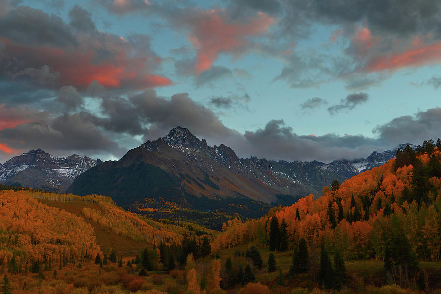 Mount Sneffels sunset during autumn in Colorado #1 Photograph by Jetson Nguyen