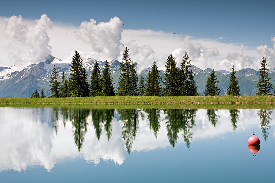 Mountain Lake and Firs with Reflection on Schmittenhohe Zell am See Trail #2 Photograph by Aivar Mikko