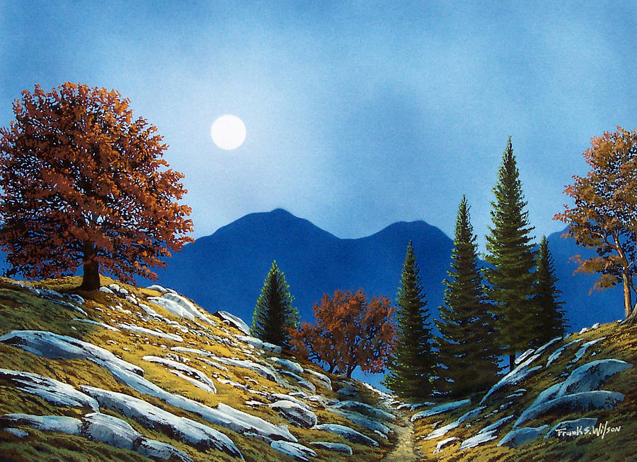 Tree Painting - Mountain Moonrise #1 by Frank Wilson