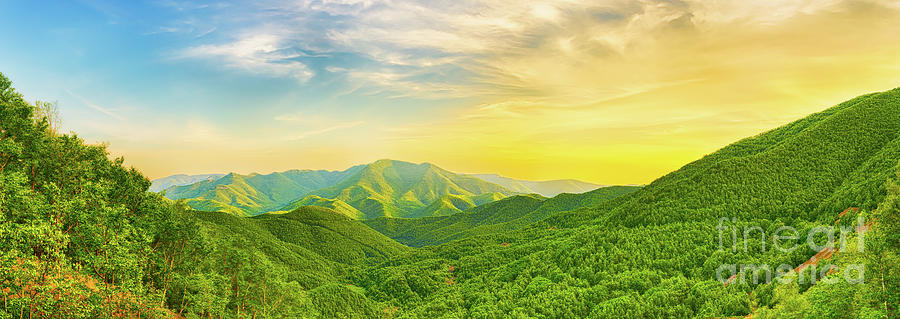 Mountain Valley At Sunset Photograph