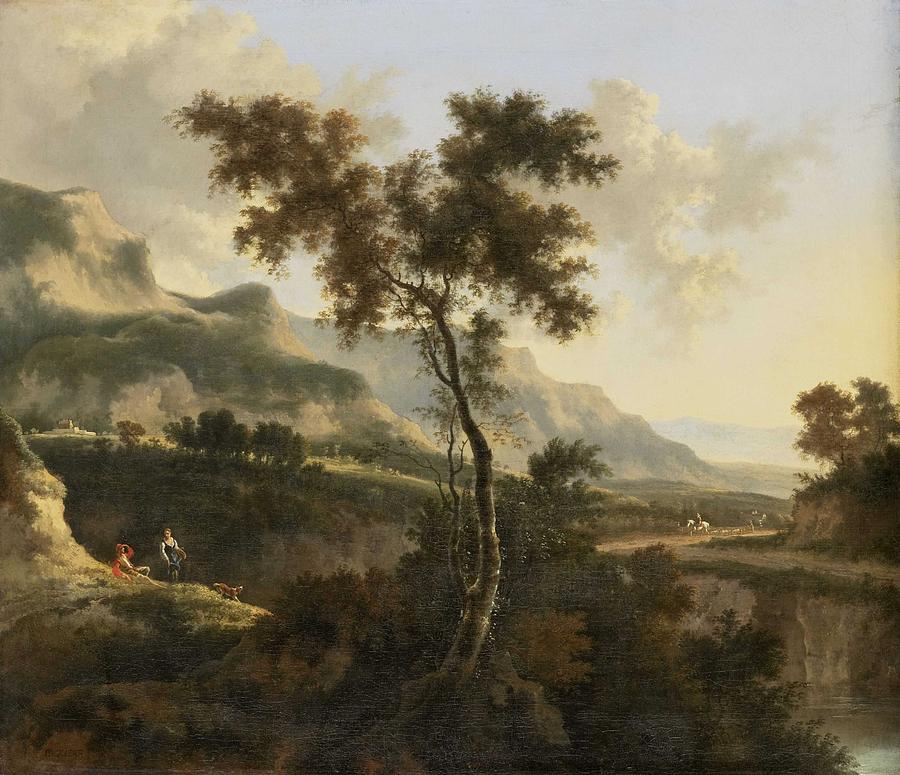 Mountainous Landscape, Jan Hackaert, 1660 - 1685 Painting