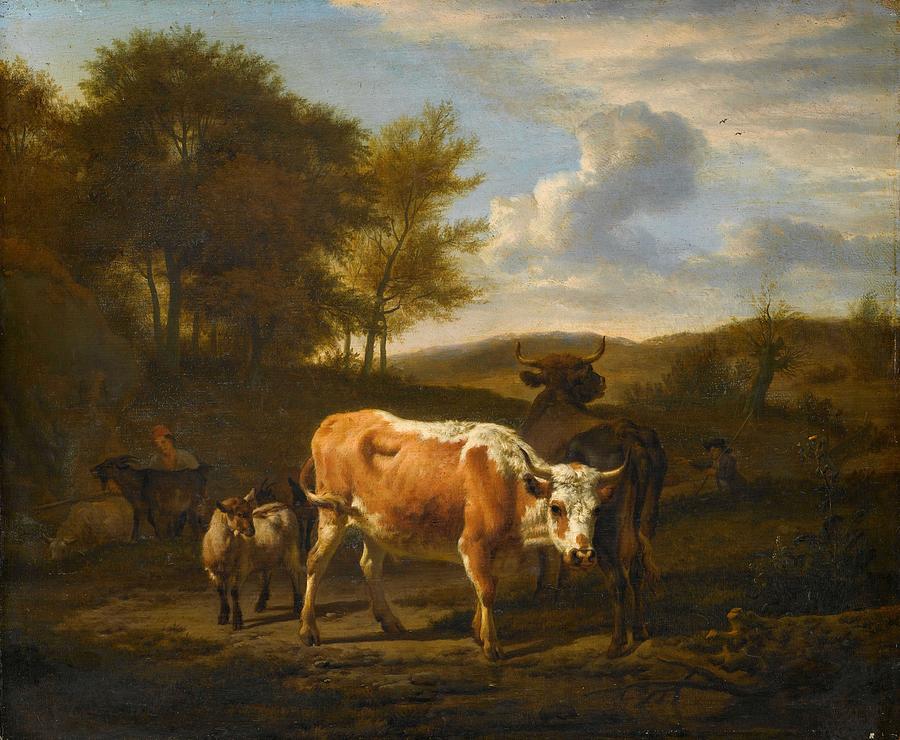 Mountainous Landscape With Cows, Adriaen Van De Velde, 1663 Painting