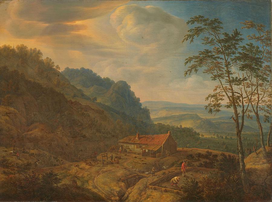 Mountainous Landscape With Farm, Herman Saftleven, 1663 Painting
