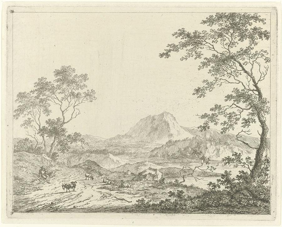 Mountainous Landscape With Resting Shepherd, Johannes Janson, 1761 - 1784 Painting