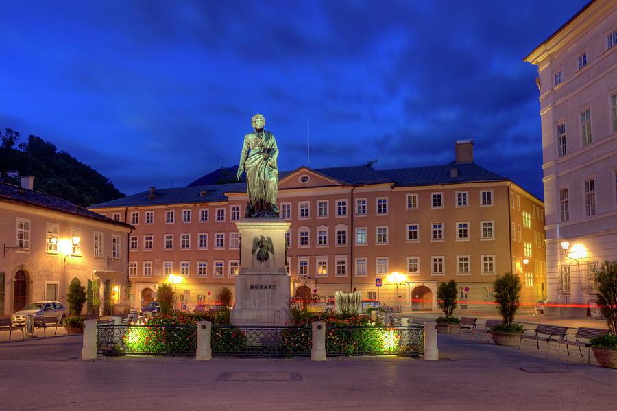 Mozart statue in Mozartplatz, Salzburg, Austria #1 Photograph by Elenarts - Elena Duvernay photo