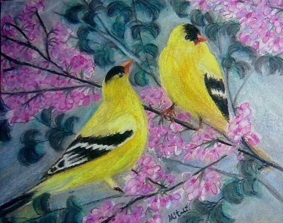 Mr And Mrs Finch #1 Painting by Mitali Mahapatra - Fine Art America