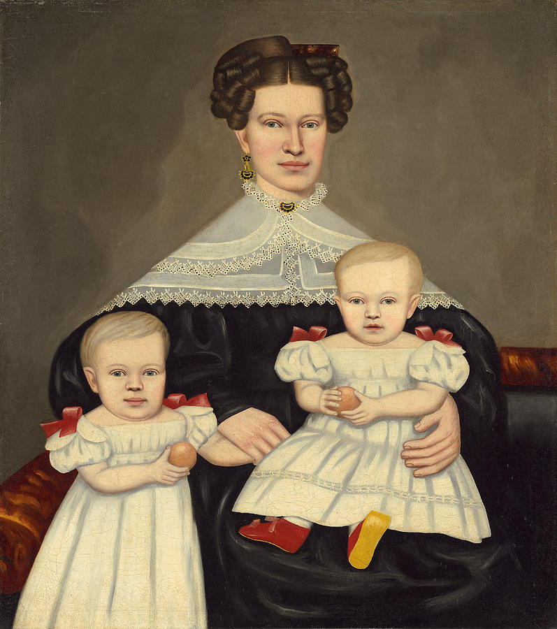 Mrs. Paul Smith Palmer and Her Twins #2 Painting by Erastus Salisbury Field