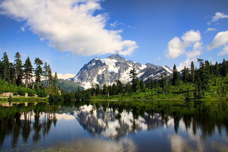 Nature Photograph - Mt. Shuksan and Picture Lake #1 by Julius Reque