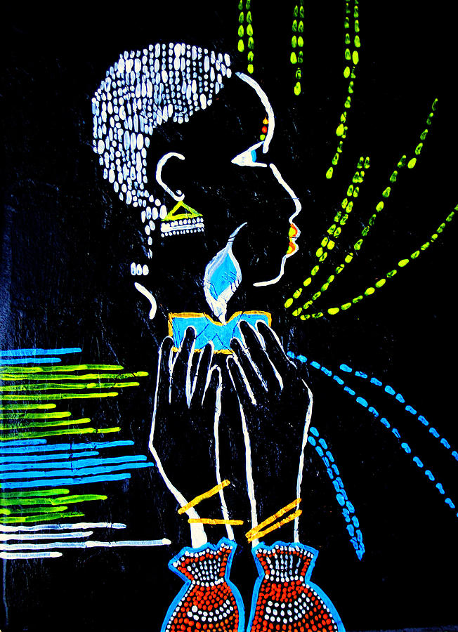 Murle South Sudanese Wise Virgin #1 Painting by Gloria Ssali