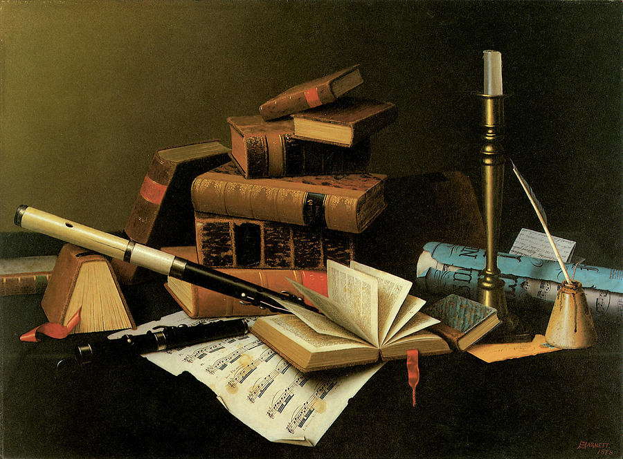 Musical Instrument Photograph - Music and Literature #1 by William Harnett