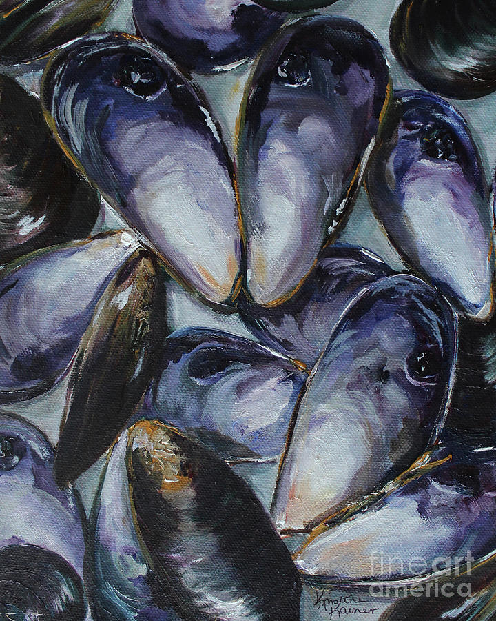 Beach Painting - Mussel Shells #1 by Kristine Kainer