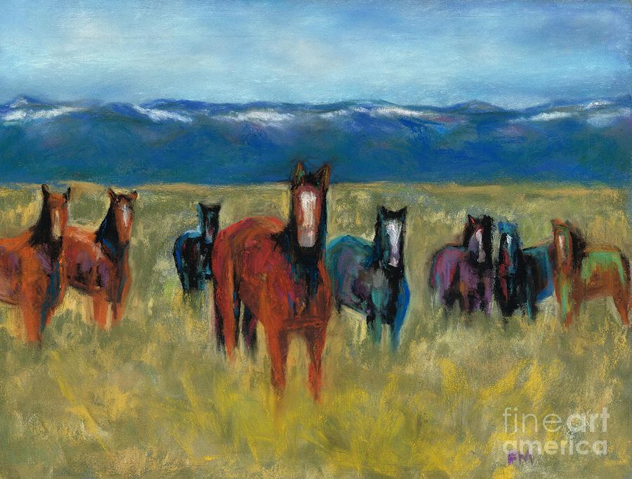 Mustangs in Southern Colorado #1 Painting by Frances Marino