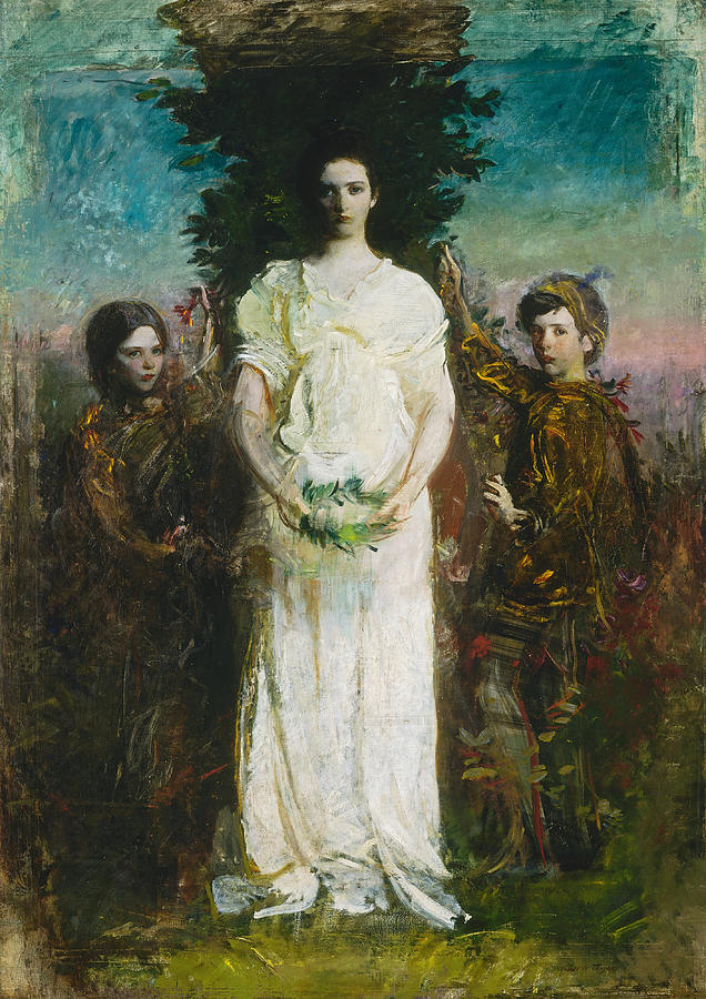 Abbott Handerson Thayer Painting - My Children. Mary Gerald and Gladys Thayer #1 by Abbott Handerson Thayer