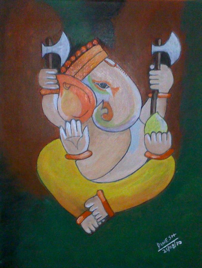 My friend Ganesha 2 Painting by Dinesh Mithrani - Fine Art America