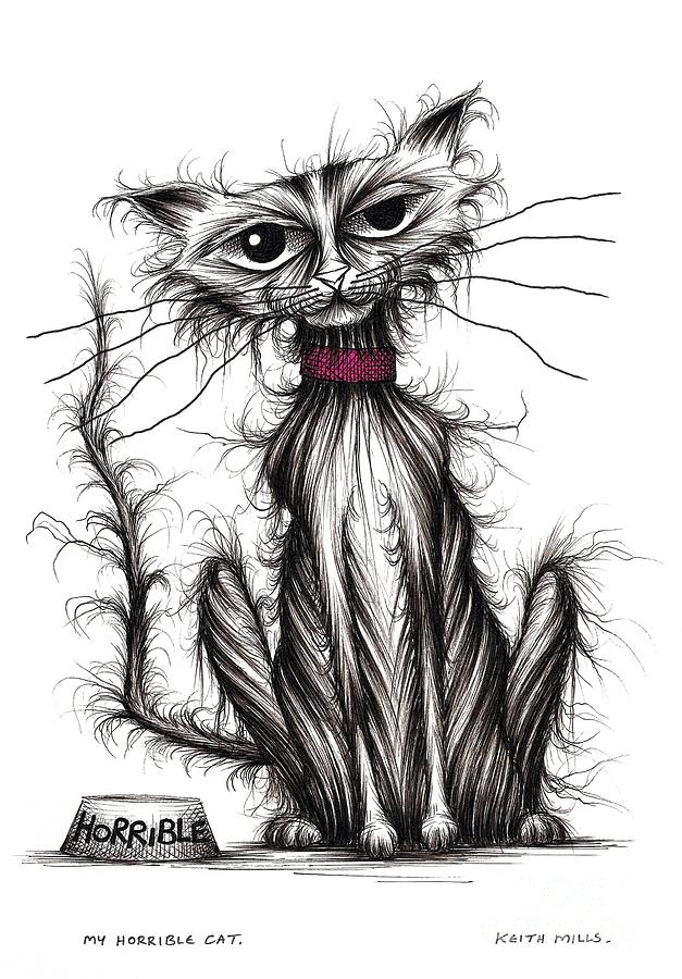 My horrible cat #2 Drawing by Keith Mills