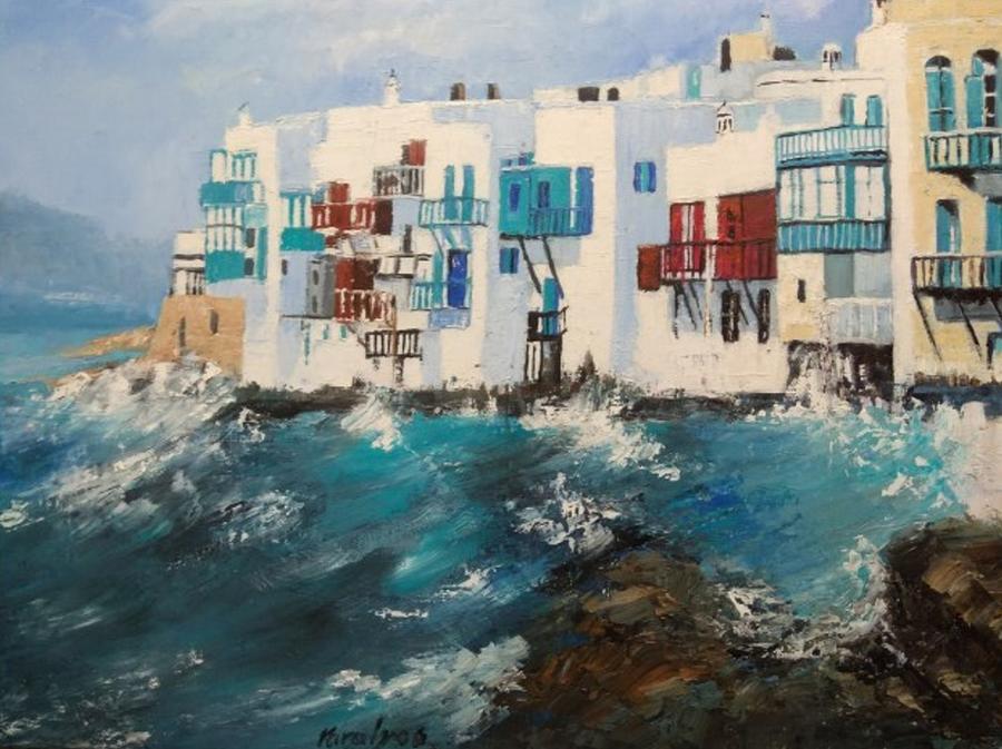 Summer Painting - Mykonos 1 by Maria Karalyos